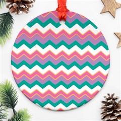 Chevron Pattern Colorful Art Ornament (round) by Amaryn4rt