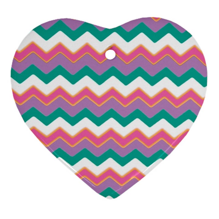 Chevron Pattern Colorful Art Ornament (Heart)