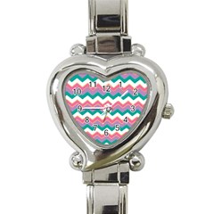 Chevron Pattern Colorful Art Heart Italian Charm Watch by Amaryn4rt