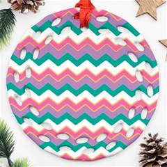 Chevron Pattern Colorful Art Ornament (round Filigree)