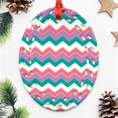 Chevron Pattern Colorful Art Oval Filigree Ornament (two Sides)