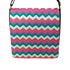 Chevron Pattern Colorful Art Flap Messenger Bag (l)  by Amaryn4rt