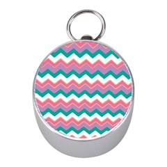 Chevron Pattern Colorful Art Mini Silver Compasses by Amaryn4rt