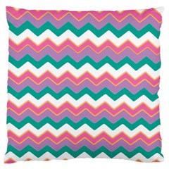 Chevron Pattern Colorful Art Large Flano Cushion Case (one Side) by Amaryn4rt