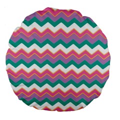 Chevron Pattern Colorful Art Large 18  Premium Flano Round Cushions