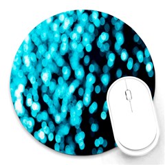 Bokeh Background In Blue Color Round Mousepads by Amaryn4rt