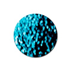 Bokeh Background In Blue Color Rubber Coaster (round)  by Amaryn4rt