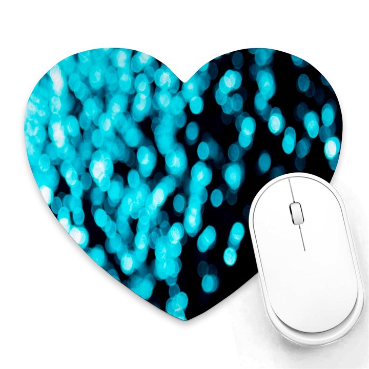 Bokeh Background In Blue Color Heart Mousepads