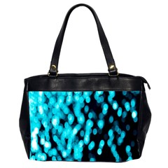 Bokeh Background In Blue Color Office Handbags (2 Sides)  by Amaryn4rt