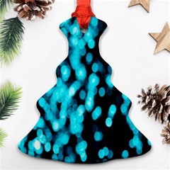 Bokeh Background In Blue Color Ornament (christmas Tree) 