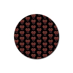 Dark Conversational Pattern Rubber Coaster (round)  by dflcprints