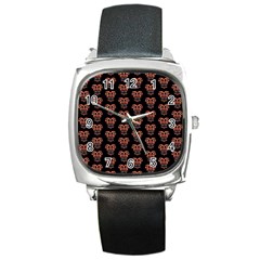 Dark Conversational Pattern Square Metal Watch by dflcprints