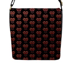 Dark Conversational Pattern Flap Messenger Bag (l)  by dflcprints