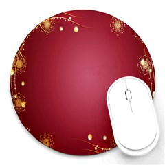 Red Background With A Pattern Round Mousepads by Amaryn4rt