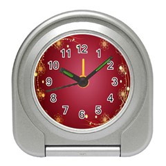 Red Background With A Pattern Travel Alarm Clocks by Amaryn4rt