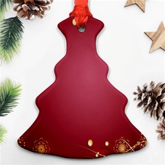 Red Background With A Pattern Ornament (christmas Tree) 