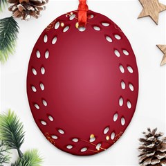 Red Background With A Pattern Ornament (oval Filigree)