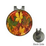 Colorful Autumn Leaves Leaf Background Hat Clips with Golf Markers Front