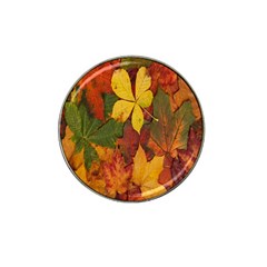 Colorful Autumn Leaves Leaf Background Hat Clip Ball Marker by Amaryn4rt