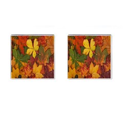 Colorful Autumn Leaves Leaf Background Cufflinks (square) by Amaryn4rt