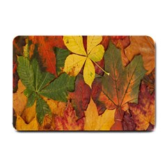 Colorful Autumn Leaves Leaf Background Small Doormat  by Amaryn4rt