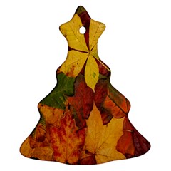 Colorful Autumn Leaves Leaf Background Christmas Tree Ornament (two Sides) by Amaryn4rt