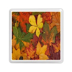 Colorful Autumn Leaves Leaf Background Memory Card Reader (square)  by Amaryn4rt