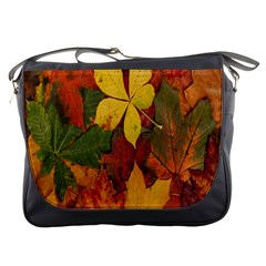 Colorful Autumn Leaves Leaf Background Messenger Bags by Amaryn4rt