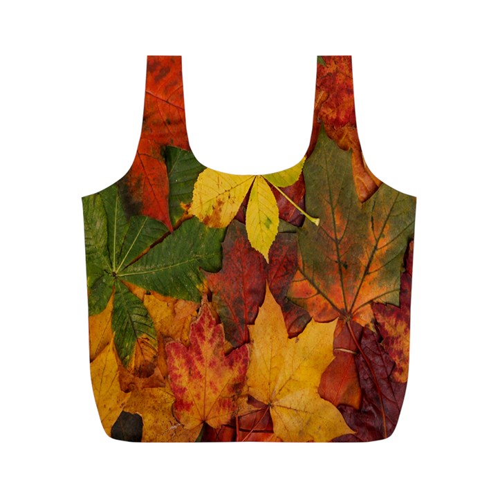 Colorful Autumn Leaves Leaf Background Full Print Recycle Bags (M) 