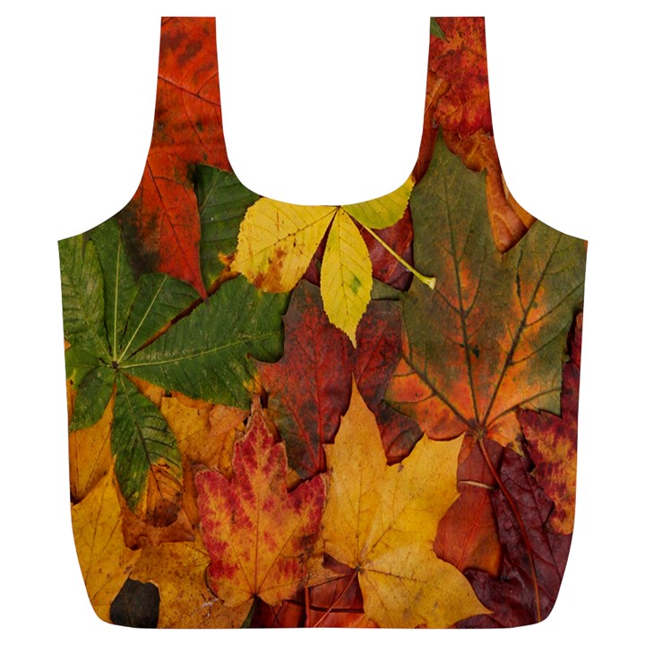 Colorful Autumn Leaves Leaf Background Full Print Recycle Bags (L) 