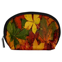 Colorful Autumn Leaves Leaf Background Accessory Pouches (large)  by Amaryn4rt