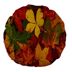 Colorful Autumn Leaves Leaf Background Large 18  Premium Flano Round Cushions by Amaryn4rt