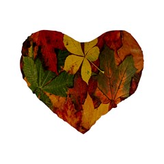 Colorful Autumn Leaves Leaf Background Standard 16  Premium Flano Heart Shape Cushions by Amaryn4rt