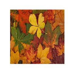 Colorful Autumn Leaves Leaf Background Small Satin Scarf (square)