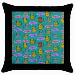 Meow Cat Pattern Throw Pillow Case (black) by Amaryn4rt