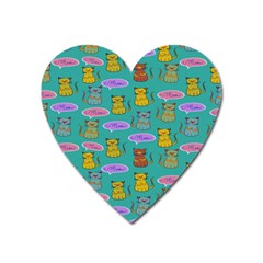 Meow Cat Pattern Heart Magnet by Amaryn4rt