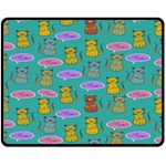 Meow Cat Pattern Double Sided Fleece Blanket (Medium)  58.8 x47.4  Blanket Front