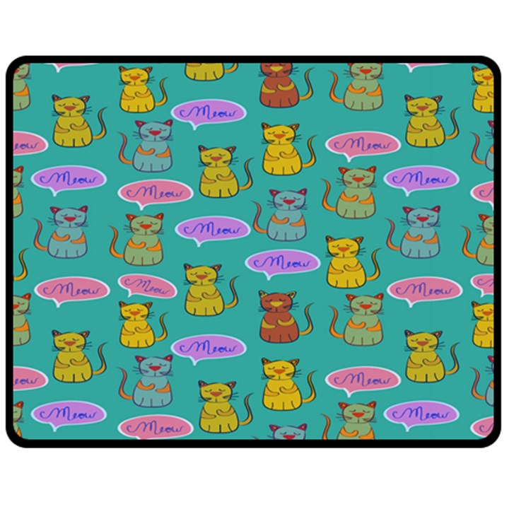 Meow Cat Pattern Double Sided Fleece Blanket (Medium) 