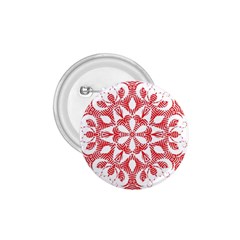 Red Pattern Filigree Snowflake On White 1.75  Buttons