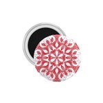 Red Pattern Filigree Snowflake On White 1.75  Magnets Front