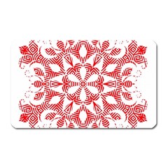 Red Pattern Filigree Snowflake On White Magnet (Rectangular)