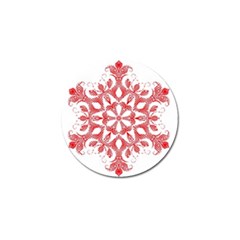 Red Pattern Filigree Snowflake On White Golf Ball Marker (10 pack)