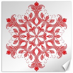 Red Pattern Filigree Snowflake On White Canvas 16  x 16  