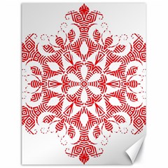 Red Pattern Filigree Snowflake On White Canvas 18  x 24  