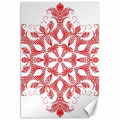 Red Pattern Filigree Snowflake On White Canvas 20  x 30  