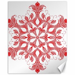 Red Pattern Filigree Snowflake On White Canvas 11  x 14  