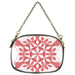 Red Pattern Filigree Snowflake On White Chain Purses (One Side) 