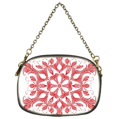 Red Pattern Filigree Snowflake On White Chain Purses (two Sides)  by Amaryn4rt