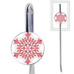 Red Pattern Filigree Snowflake On White Book Mark by Amaryn4rt