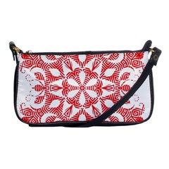 Red Pattern Filigree Snowflake On White Shoulder Clutch Bags